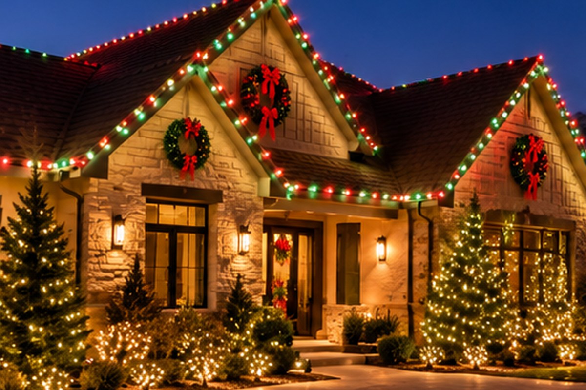 Holiday Christmas lights on a home